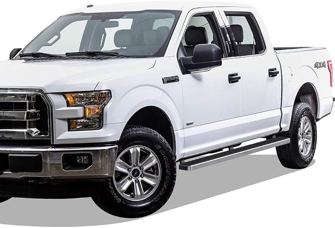 APS 304 Stainless Steel Polished 5in Silver Running Boards Compatible with Ford F150 2015-2026 SuperCrew Cab & F150 Lightning 2022-2026 & F-250 F-350 Super Duty 2017-2026 Crew Cab (Nerf Bars)