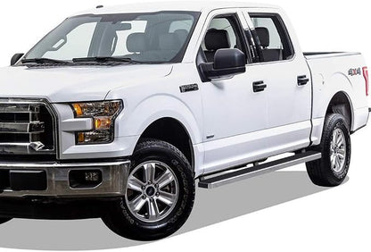 APS 304 Stainless Steel Polished 5in Silver Running Boards Compatible with Ford F150 2015-2026 SuperCrew Cab & F150 Lightning 2022-2026 & F-250 F-350 Super Duty 2017-2026 Crew Cab (Nerf Bars)