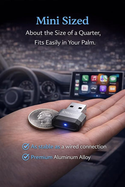 Ottocast Mini Nova (2026 Version) Wireless CarPlay Adapter, Plug & Play Dongle for iPhone & Android, 5s Auto Connect, Aluminum Alloy Shell, Better Heat Dissipation,Low-Latency,Steering-Wheel Ready