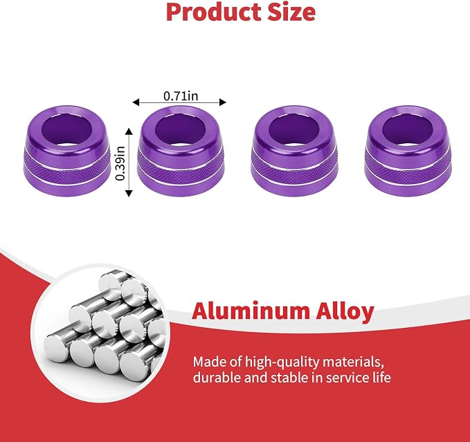 Linskip Aluminum Vent Knob Covers Compatible with Ford Bronco Sport 2021-2024, Dash Air Vent Knob Trim Kit for Bronco Sport Interior Accessories(Purple)