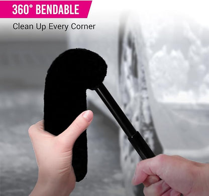 H.O.W 3pcs Car Wheel Rim Tire Brushes for Cleaning Tires, Detailing & Tire Scrub Brush Kit