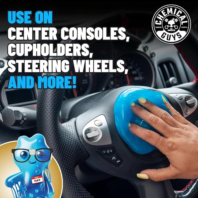 Chemical Guys Sticky Icky Car Cleaning Gel, Green Apple, Interior Car Cleaner, Reusable Automotive Crevice & Interior Dust Cleaner for Air Vents, Consoles, Cup Holders & Keyboards, 4 Pack (100g Each)