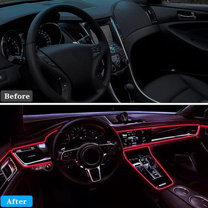 EL Wire Car Interior LED Strips Lights, 16FT 5V USB Auto Neon Light Strip, Electroluminescent Vehicle Interior Ambient Lighting Decor Accessories, Universal for RV, SUV, Truck (Red)