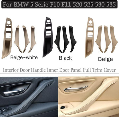 Side Door Handle for BMW 5 Series F10 F11,Inner Door Pull Handle Trim Cover Kits Replacement Window Switch Armrest Panel for BMW 520 523 525 528 530 535 (Oyster White)