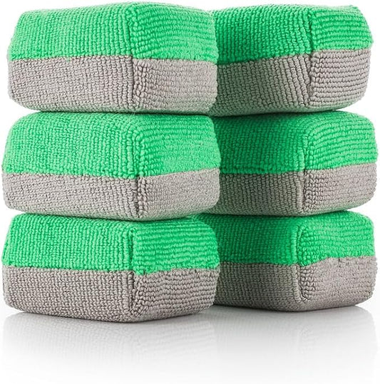 Armour Detail Supply - Block Mini Coating Applicator - Professional Microfiber Car Detailing Pads for Precise Ceramic Coating, Graphene, and Trim Restoration - 6 Pack