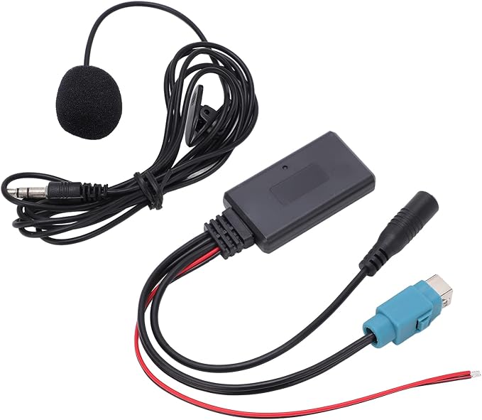 Bluetooth AUX in Cable Adapter Stereo Full Speed with Removable Microphone Replacement for Alpine 2009 and up