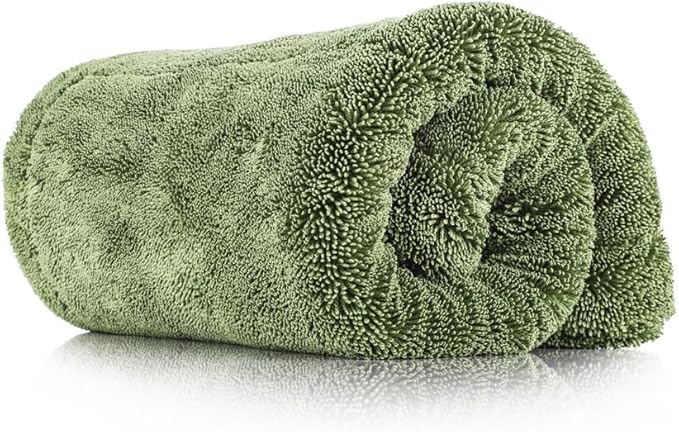 The Rag Company, The Liquid8r M22, Absorbent 70/30 Blend Microfiber Drying Towel for Cars, Trucks, and SUVs, Safe for Detailing, Scratch-Free, Twist Loop, 2200 GSM, 20x20 Inches, Camo