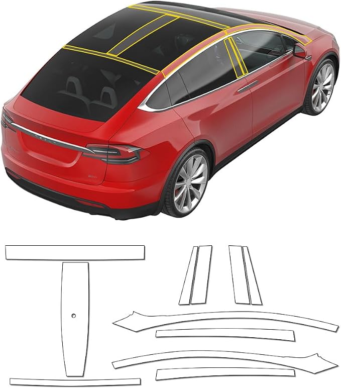 for Tesla Model X 2016-2021 TPU 9Mil Pre-Cut Paint Protection Film Car Vinyl Wrap PPF Transparent Protective Anti-Scratch Self Healing Shield Guard Waterproof Car Wrap Film for Roof