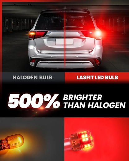 LASFIT 1157 LED Bulb Red for Brake Tail Lights, Upgraded 500% Super Bright 2057 2357 7528 BAY15D LED Lamps with Projector Lens Replacement for Inner Taillights Stop Lights, (2-Pcs)