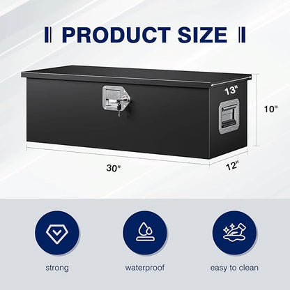 Yizosh 30 Inch Steel Heavy Duty Truck Bed Tool Box, Trailer Tongue Tool Box with Lock and Keys, Tool Box for Storage, Utility Trailer Tool Box for Truck, Pickup, RV, Trailer