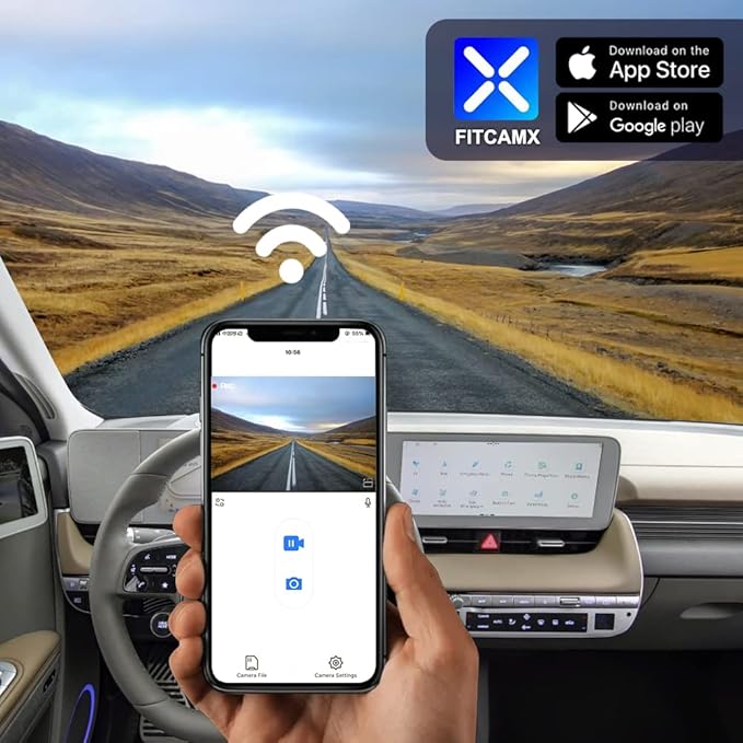 Fitcamx 4K Dash Cam Suitable for Hyundai IONIQ 5 2022-2024 (6 Vents) SE Standard Range SEL Limited, OEM Look, UHD 2160P Video, Built-in WiFi & APP, Loop Recording, G-Sensor, Plug & Play, 64GB Card