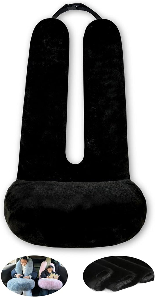 FHSGGP Travel Pillow Car Travel Sleep Support Pillow | 2-in-1 Lap Pillow and Car Pillow With Neck and Body Support for Adults and Kids on Long Trips Kids Travel Pillow Black