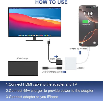 MTAKYI 100W USB C to HDMI Adapter Upgraded Wireless Carplay and Android Auto Dongle Support Netflix/YouTube, CarPlay Ai Box with USBA-C and USBC-C Cable for iPhone Android