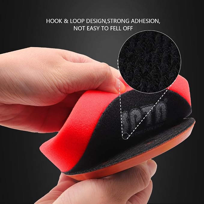 Red T10 Ultra-Fine Finishing Foam Polishing Pads, SPTA 1Pcs 3.5 Inch Face for 3 Inch 80mm Backing Plate Compound Buffing Sponge Pads for Car Buffer Polisher Compounding, Polishing and Waxing-FPBFS3R