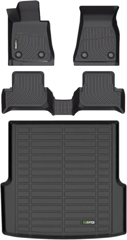 Floor Mats & Cargo Liner Custom for BMW i4 2022-2025 2026 (eDrive35/ eDrive40/ xDrive40/ M50) All Weather Protection TPE Heavy Duty Non-Slip Automotive Floor Liners Full Set Accessories, Black