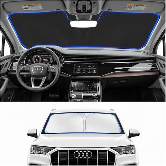 Custom Fit Windshield Sun Shade for Audi Q7 2016-2026 | Custom Fit Windshield Cover, Blocks UV Rays, Double-Layer Heat Shield, Durable Frame, Easy Fold & Storage