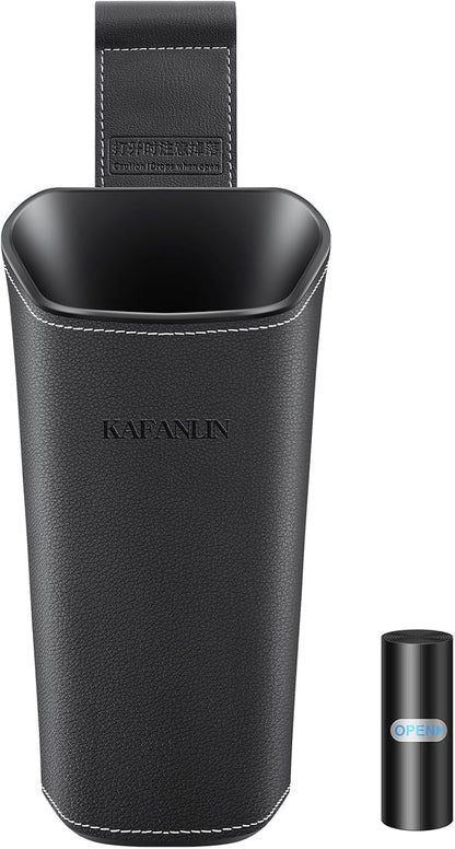 Car Trash Can Backseat Front Back Seat Door Center Console Armrest Passenger Glovebox Organization Storage Trash Bin Cute Black Mini Small Garbage Can Umbrella Holder (Glovebox)