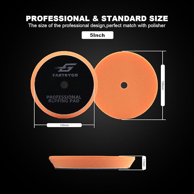 5 Inch 6-Pack Foam Buffing & Polishing Pads Kit – Full 800–3000 Grit Correction System with Denim Texture Pad for Orange Peel, Swirl Removal, High-Gloss Auto Finish, DA & Rotary Compatible