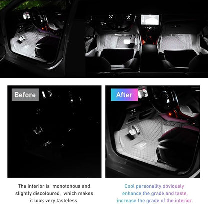 Ohleats Car LED Strip Light, 24 LED RGB Auto Interior Atmosphere Lights, Cigarette Lighter Under Dash Ambient Night Light, Interior Decorative Lamp Lighting Kit Car Accessories (White)
