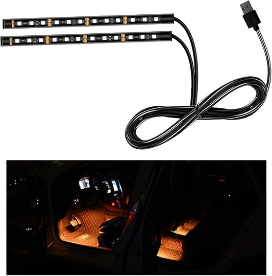 Ohleats Car LED Strip Light, 24 LED RGB Auto Interior Atmosphere Lights, USB Vehicle Under Dash Ambient Night Light Strip, Interior Decorative Lamp Lighting Kit Car Accessories (Orange)