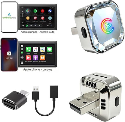 2 in 1 Wireless CarPlay and Android Auto Adapter for Land Rover Range Rover 2019 2020 2021 2022 2023 2024, Mini CarPlay Dongle Converts Wired to Wireless, Fast Auto-Connect