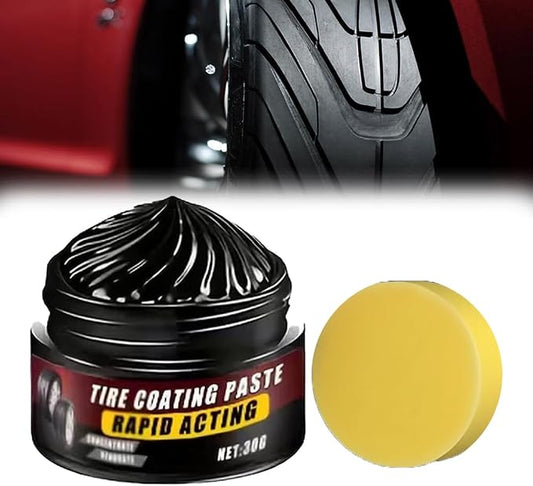 Premium Tire Coating & Trim Restorer, Tyre Nourish Cream, Car Tire Shine with Sponge, Tire Polishing Paste, Ceramic Coating Bring Back the Original Deep Black Shine to Rubber and Plastic (1, 30g)