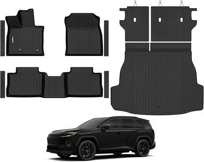 Floor Mats for 2026 Toyota RAV4 PHEV (Plug-in Hybrid), Trunk Mat and Backrest Mat & Door Sill Guard All Weather TPE Protector for Toyota RAV4 PHEV Accessories