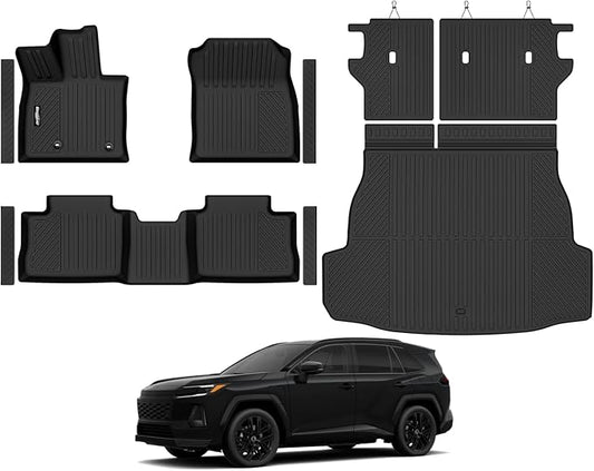 Floor Mats for 2026 Toyota RAV4 PHEV (Plug-in Hybrid), Trunk Mat and Backrest Mat & Door Sill Guard All Weather TPE Protector for Toyota RAV4 PHEV Accessories