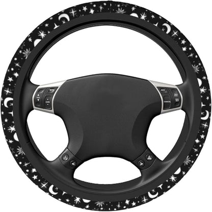 Moon and Star Steering Wheel Cover Car Accessories Cute for Women Girls Girly Universal 15 Inch Neoprene Auto Interior Decor Anti Slip Car Truck Protector