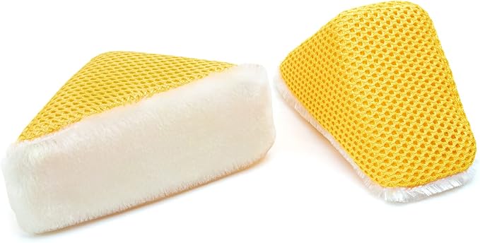 Autofiber Scrub Ninja - Wedge Scrubber, Great for scrubbing Leather, Plastic, Rubber and Vinyl - Pack of 2, White/Gold (5inch x 2.5inch x 2inch)