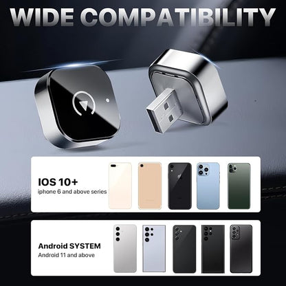 Wireless CarPlay Adapter, 2026 Upgrade 2-in-1 Wireless Android Auto Dongle, Plug & Play Auto Reconnect Mini USB Car Play Accessory Compatible with iPhone & Android