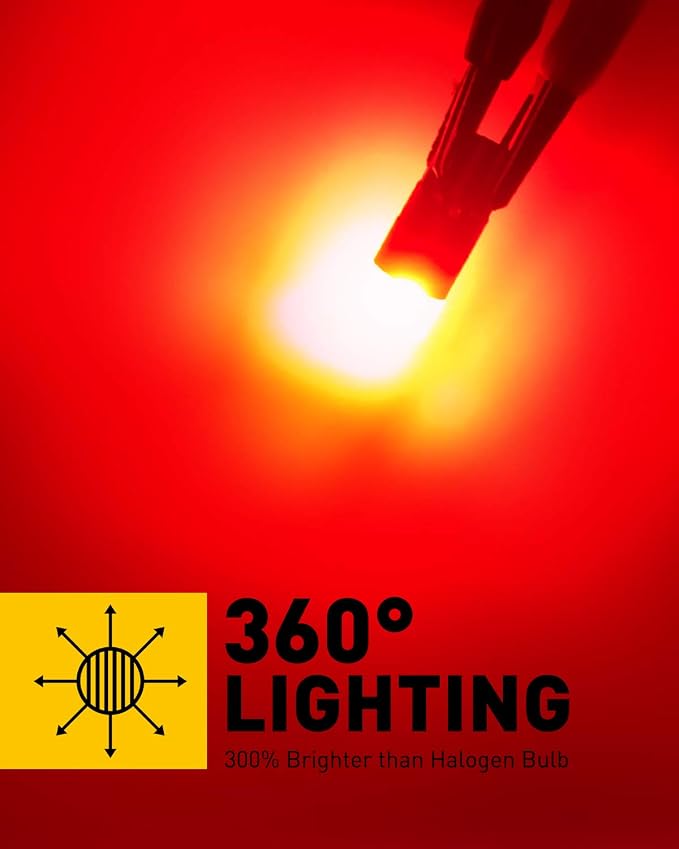 AUXITO Red 194 LED Light Bulbs, Super Bright 1:1 Size, License Plate Light 168 2825 W5W T10 Error Free Car Bulbs for Dome Map Door Courtesy Side Marker Cornering Trunk Light (Pack of 2)