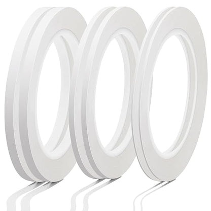 Nezyo 6 Pcs Vinyl Pinstripe Tapes Masking Painter Tapes High Temperature Low Tack Automotive Car Paint for Easy Removal Trim Thin Finishing Masking (White,1/16,1/8, 1/4 Inch)