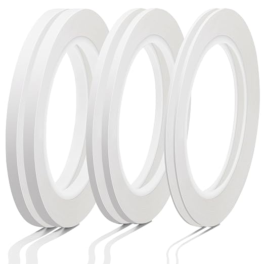 Nezyo 6 Pcs Vinyl Pinstripe Tapes Masking Painter Tapes High Temperature Low Tack Automotive Car Paint for Easy Removal Trim Thin Finishing Masking (White,1/16,1/8, 1/4 Inch)