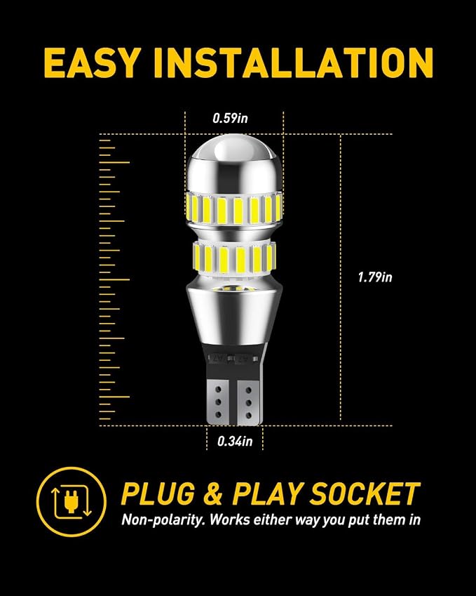 AUXITO 912 921 LED Bulbs for Backup Reverse Light Bulbs, 42-SMD 6000K Ultra Bright White, Non-polarity 906 W16W T15 921 LED Bulb Direct Back Up Light Replacement Lamp, Pack of 2