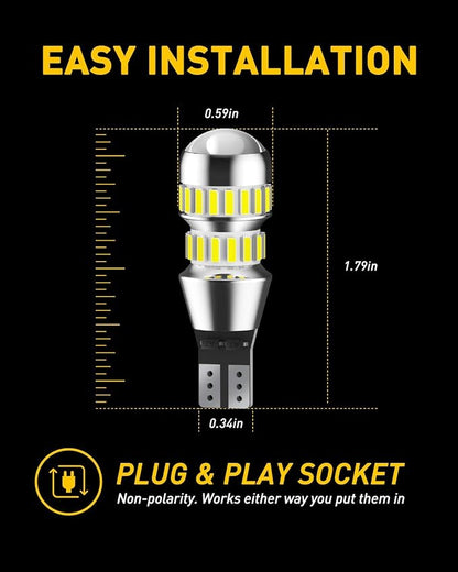 AUXITO 912 921 LED Bulbs for Backup Reverse Light Bulbs, 42-SMD 6000K Ultra Bright White, Non-polarity 906 W16W T15 921 LED Bulb Direct Back Up Light Replacement Lamp, Pack of 2