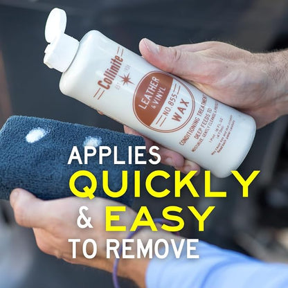 Collinite 855 Leather & Vinyl Wax Restores Conditions & Protects in One Step Rich Satin Natural Finish For Leather and Vinyl For Boats, RVs & Automobiles - (16 fl oz)