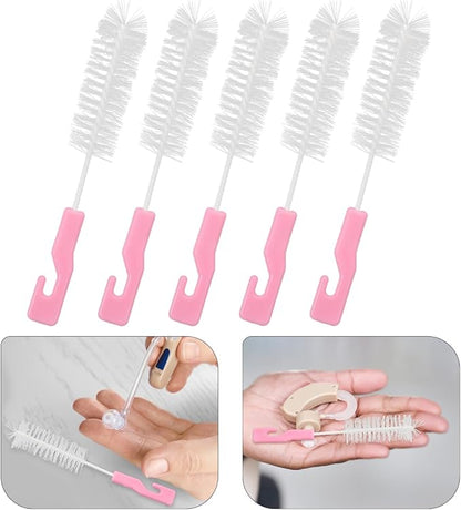 Beavorty 5 Pcs Hearing Aid Cleaning Brushes Portable Small Tube Vent Cleaner Kit Compact Handheld Tool for Earphone and Hearing Aid Maintenance