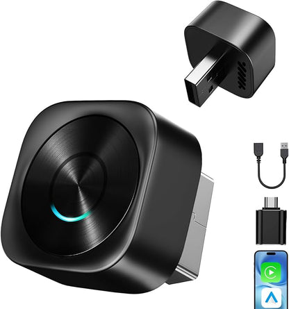 KAIY Wireless CarPlay Adapter for iPhone, 2-in-1 Android Auto Wireless Dongle for Wired Cars, Compatible with Apple CarPlay & Android Auto, No Lag USB A/C Plug & Play Stable Connection