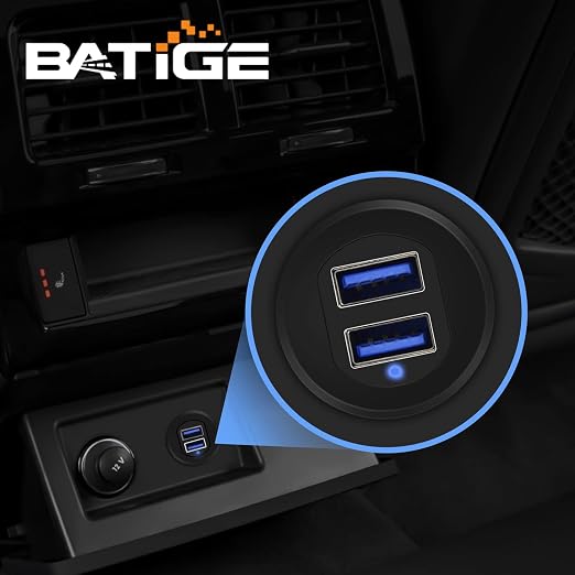 Alloy Dual Port USB 3.0 Car Dashboard Flush Mount Cable, Male to Female with LED Indicator Extension Cable for Car Truck Boat Motorcycle Dashboard Panel 1ft