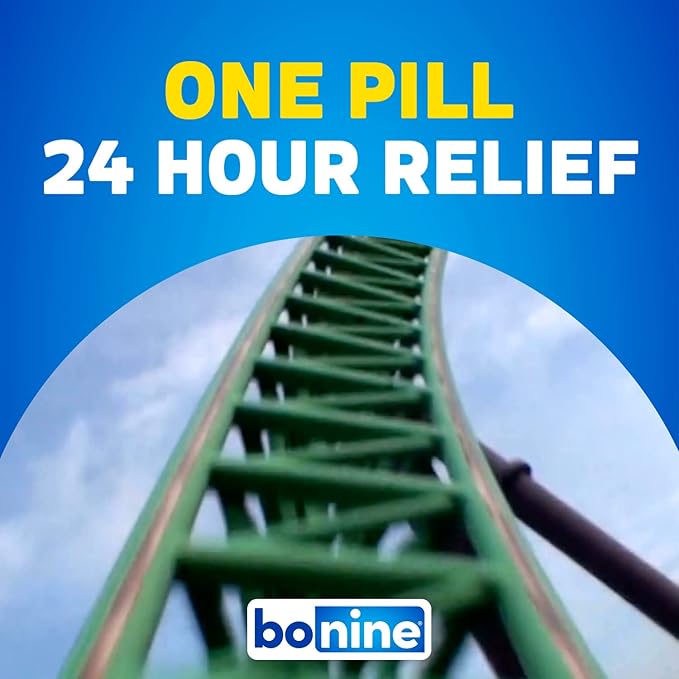 Bonine Non-Drowsy Motion Sickness Relief - Chewable Tablets with Meclizine HCL 25mg - Non Drowsy Medicine for Nausea or Motion Sickness - Cruise Essentials - Raspberry Flavor, 28 Chewable Tablets