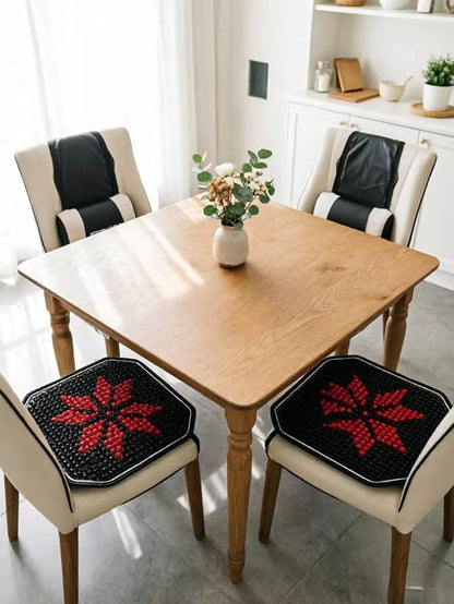 Car Beads Cooling Seat Cover, Wooden Bead Cool Cushion Mat, Large Thickened Black Red Office Chair Cushion Pad for Home Office Gift for Husband Wife 16.73"