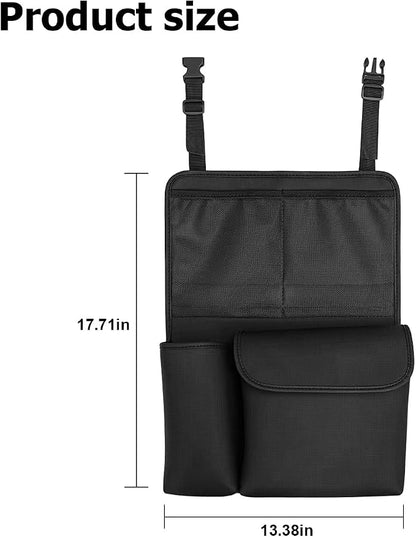 HZEL Car Trunk Organizer, Detachable Vehicle Backseat Storage Bag with 4 Compartments, Large Capacity Back Seat Organization Hanger with Lids, Space Saving Universal Automotive Accessories (Black)