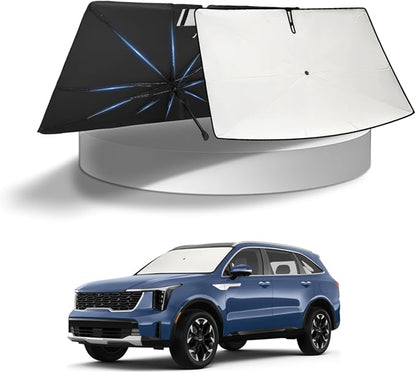 KUST Sun Shade Umbrella for Kia Sorento 2021-2025 2026 | Custom Fit Windshield Sunshade | Foldable Sunshade with Bendable Handle | Blocks Heat & UV Scratch Resistant Keep Your Car Cool Sunshield