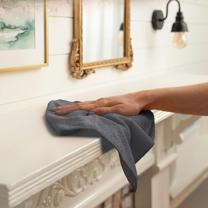 Avalon Towels Microfiber Cleaning Cloths (Value Pack of 12) - Size 12 x 12 Inches, Highly Absorbent Cleaning Rags, Lint Free, Reusable and Washable, Microfiber Towels for Cars