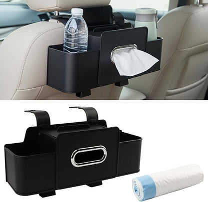Car Backseat Organizer, Multifunctional Car Seat Back Storage Bag with Cup Phone Holder Tissue Box, Durable Automotive Travel Accessories, Universal for SUV, Sedan, Truck(COLOR:Black)