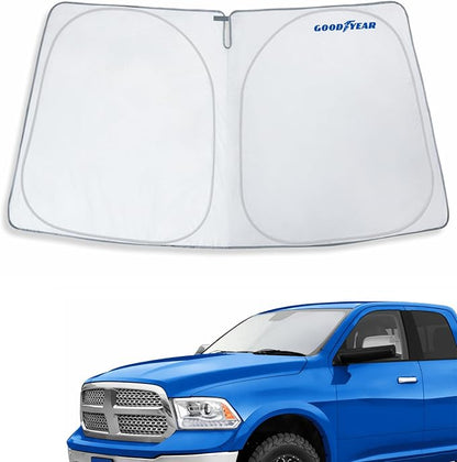 Goodyear Foldable Windshield Sunshade for Dodge Ram 1500 2009-2018, Truck car Accessories, Sunshade Cover, Sun Shade Car Windshield, Window Sun Blocker - GY008243
