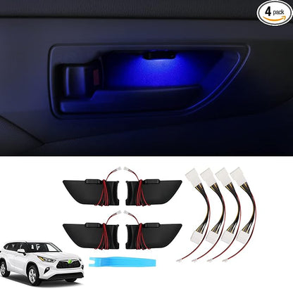 Powerty Compatible with LED Light 2020-2025 2026 Toyota Highlander Accessories Inner Door Handle Bowl Mood Lighting Decorative Interior Lamp 4PCS Blue