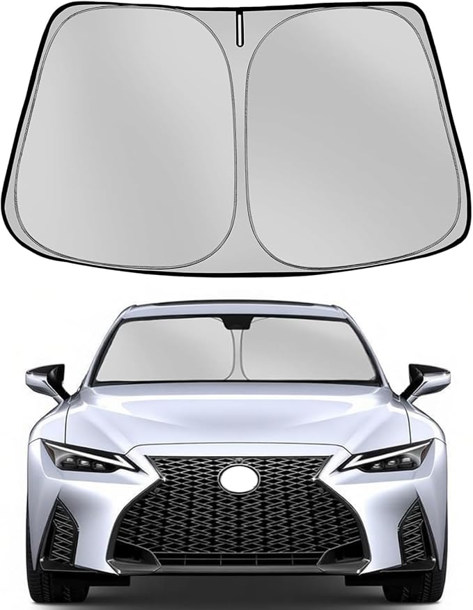 Windshield Sun Shade for 2021-2026 Le-xus IS300 IS350 IS500 IS250 IS200t Foldable Sun Sunshade for Car Front Window Blocks UV Rays and Heat Automotive Interior Protector Custom Fit Accessories