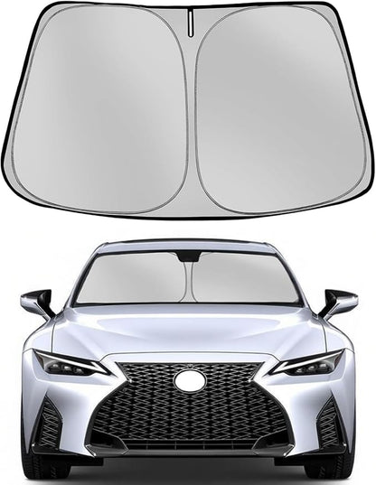 Windshield Sun Shade for 2021-2026 Le-xus IS300 IS350 IS500 IS250 IS200t Foldable Sun Sunshade for Car Front Window Blocks UV Rays and Heat Automotive Interior Protector Custom Fit Accessories